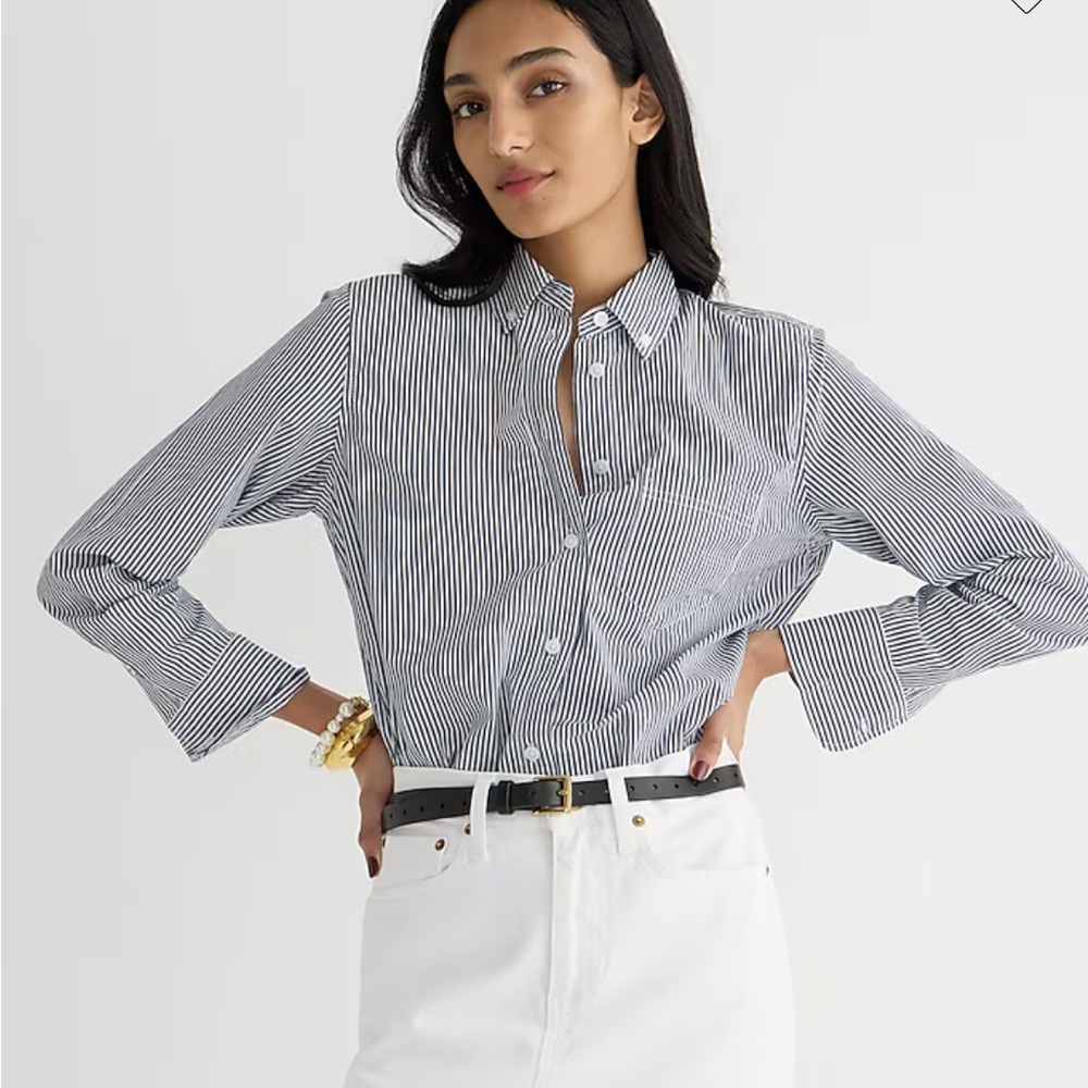 J. Crew Black and White Striped Blouse